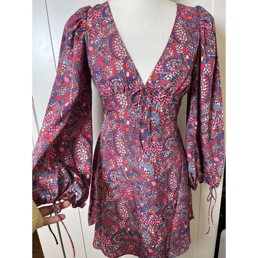 For Love and Lemons Long-Sleeve Floral Tonya Mini Dress Size XS NWT! $225 retail - Picture 10 of 10